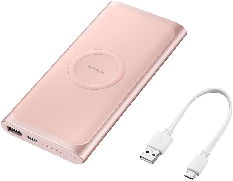 Внешний аккумулятор Samsung 10А/ч с беспроводной зарядкой EB-U1200 (розовое золото) фото 1